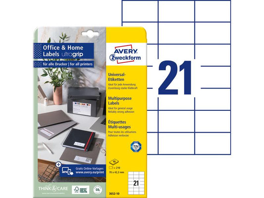 Avery Zweckform Étiquettes universelles 3652 70 x 42.3 mm, 10 feuille