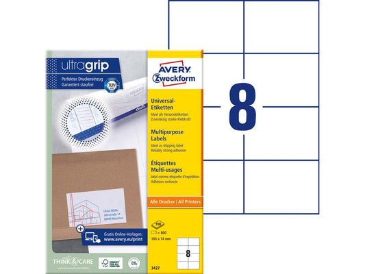 Avery Zweckform Étiquettes universelles 3427 105 x 74 mm, 100 feuille