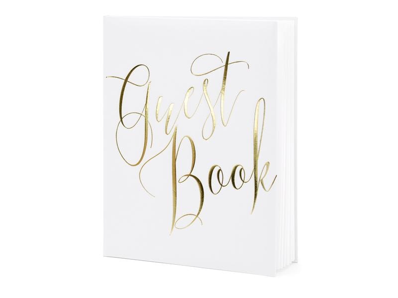 Partydeco Livre d’or Guest Book 20 x 24.5 cm, blanc/or