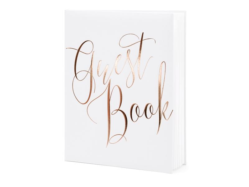 Partydeco Livre d’or Guest Book 20 x 24.5 cm, blanc/or rose