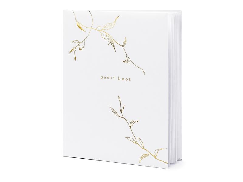 Partydeco Livre d’or Guest Book 20 x 24.5 cm, or/blanc