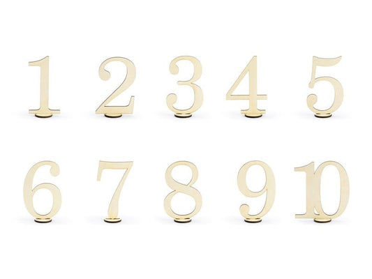 Partydeco Marque-place de table Numéros 10.5 cm, 10 pièces, bois