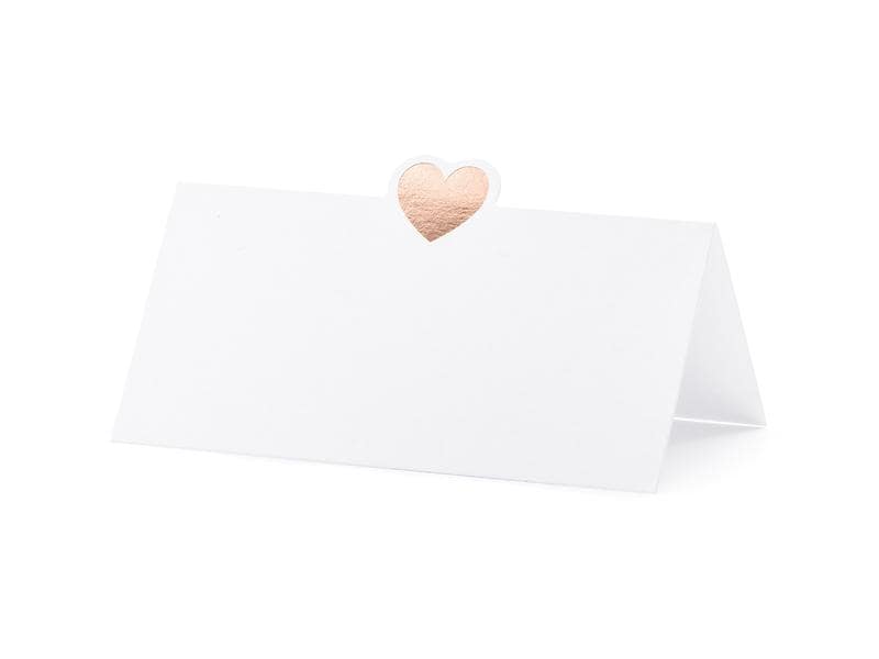 Partydeco Marque-place de table Cœur 10 x 5 cm, 10 pièces, or rose