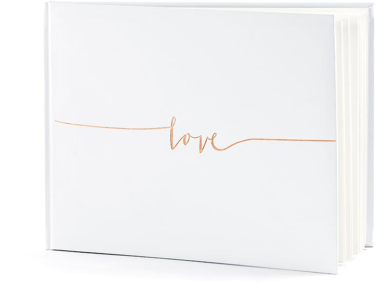 Partydeco Livre d’or Love 24 x 18.5 cm, 22 pages, Or rose; Blanc