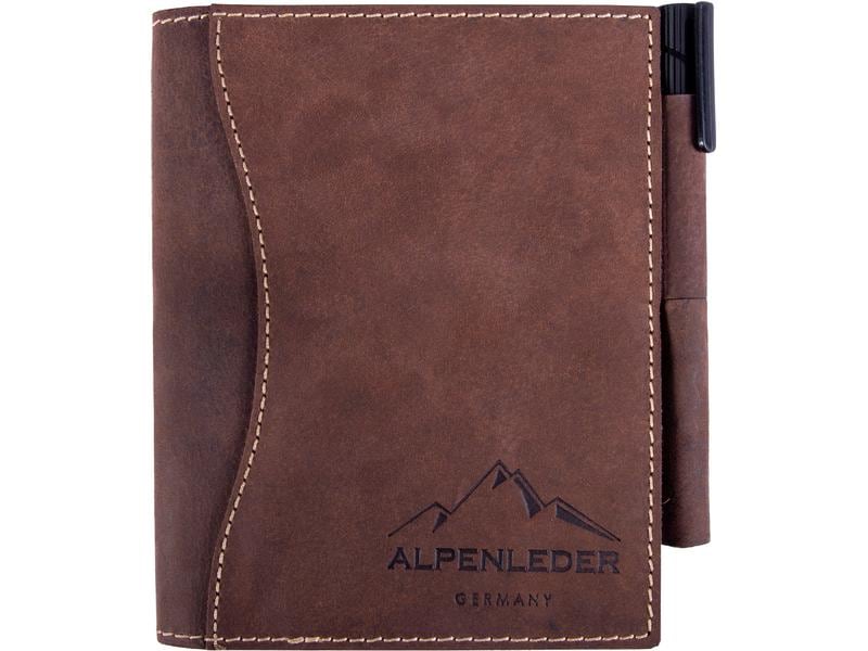 Alpenleder Bloc-notes "Goethe" A6, ligné, cuir de buffle brun