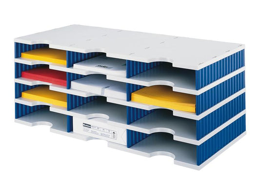 Styro Rangement pour documents styrodoc trio Bleu, 12 compartiments