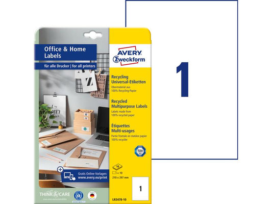 Avery Zweckform Étiquettes universelles LR3478 210 x 297 mm, 10 feuille