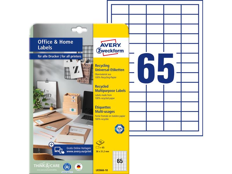 Avery Zweckform Étiquettes universelles LR3666 38 x 21.2 mm, 10 feuille
