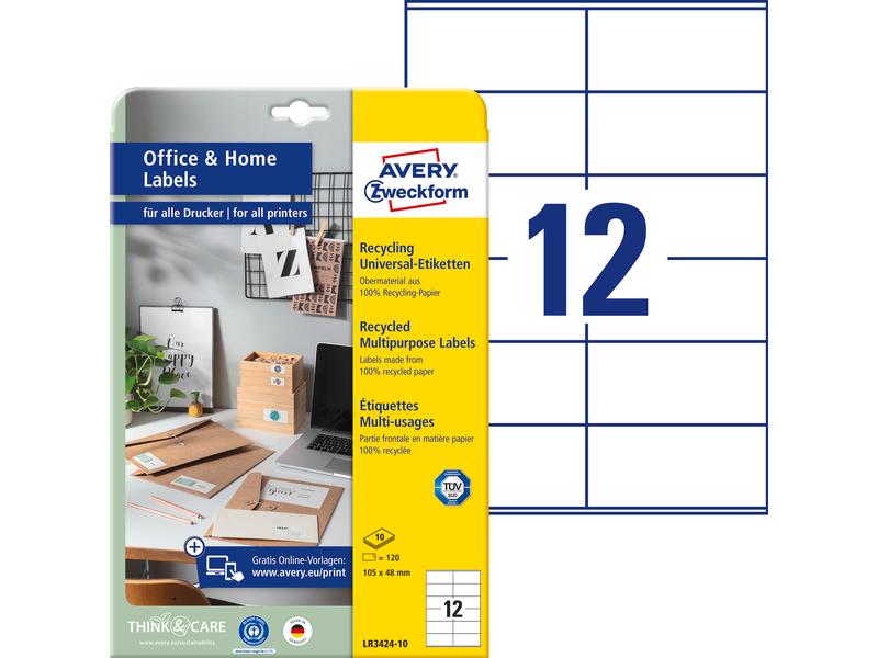 Avery Zweckform Étiquettes universelles LR3424 105 x 48 mm, 10 feuille