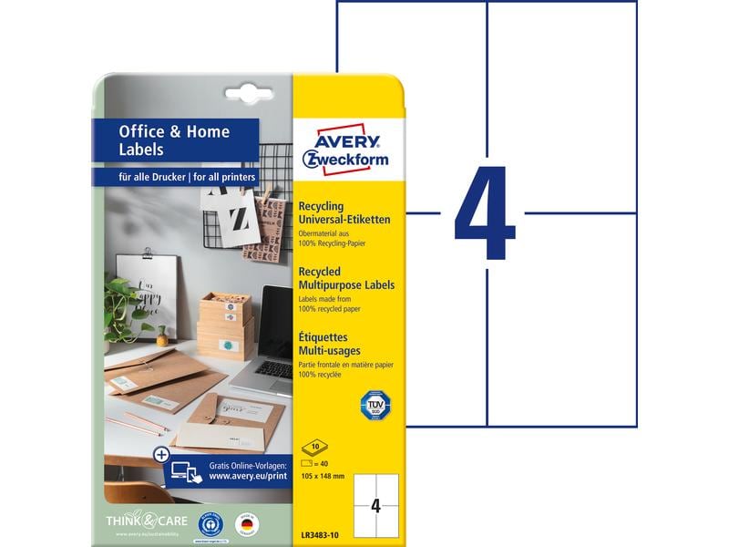 Avery Zweckform Étiquettes universelles LR3483 105 x 148 mm, 10 feuille