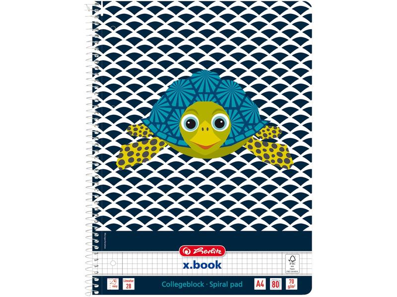 Herlitz Bloc-notes Cute Turtle A4 80 feuilles lignées