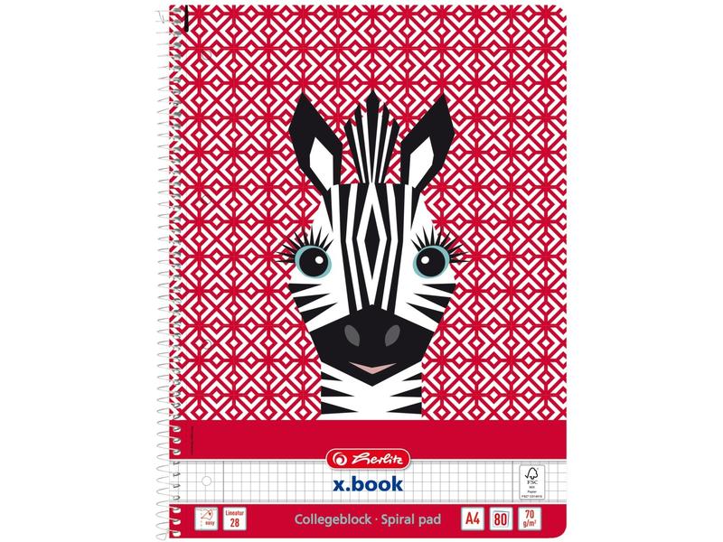 Herlitz Bloc-notes Cute Zebra A4 80 feuilles quadrillées