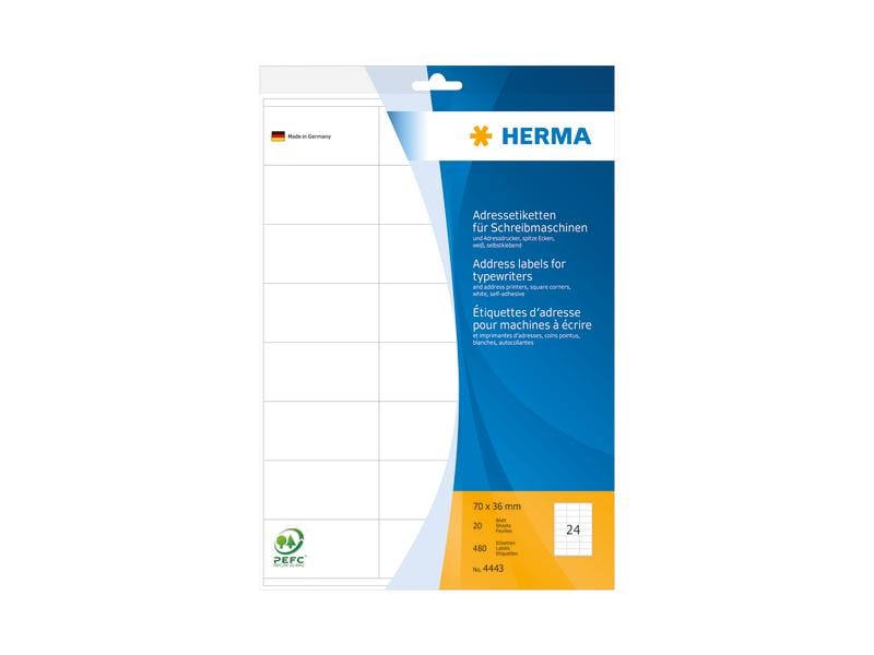 HERMA Étiquettes d’adresse 7 x 3.6 cm, 480 étiquettes