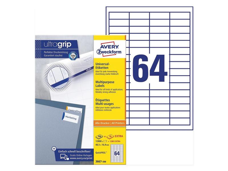Avery Zweckform Étiquettes universelles 3667 48.5 x 16.9 mm, 220 feuille