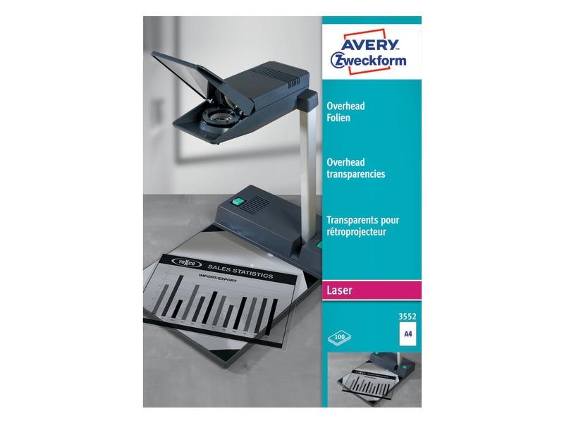 Avery Zweckform Feuille de rétroprojection Films OHP Laser A4, 100 Pièce/s, Noir