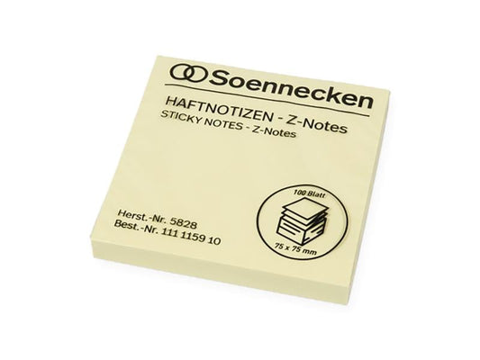 Soennecken Fiche de bloc-notes Z-Notes 7.5 x 7.5 cm, jaune, 100 feuilles