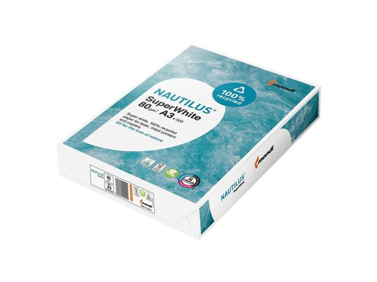 Nautilus Papier pour photocopie Super White A3, Blanc, 80 g/m², 500 Feuille