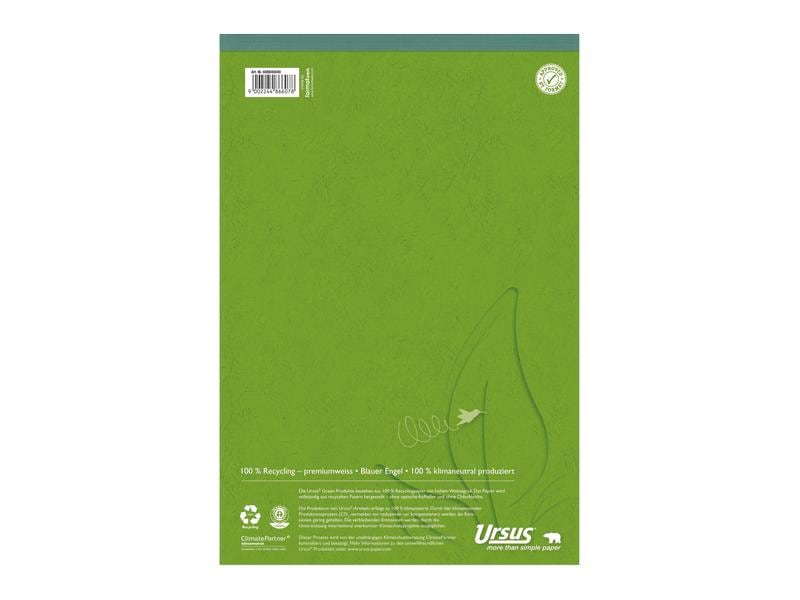 Ursusgreen Bloc-notes Green A4, quadrillé, 100 feuilles, 5 pièces
