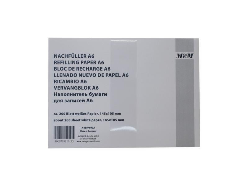 Metzger Fiche de bloc-notes Papier de rechange Blanc