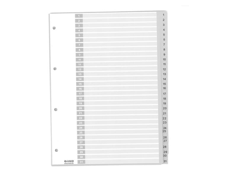 HWB Registre A4, PP 1-31, 25 pièces