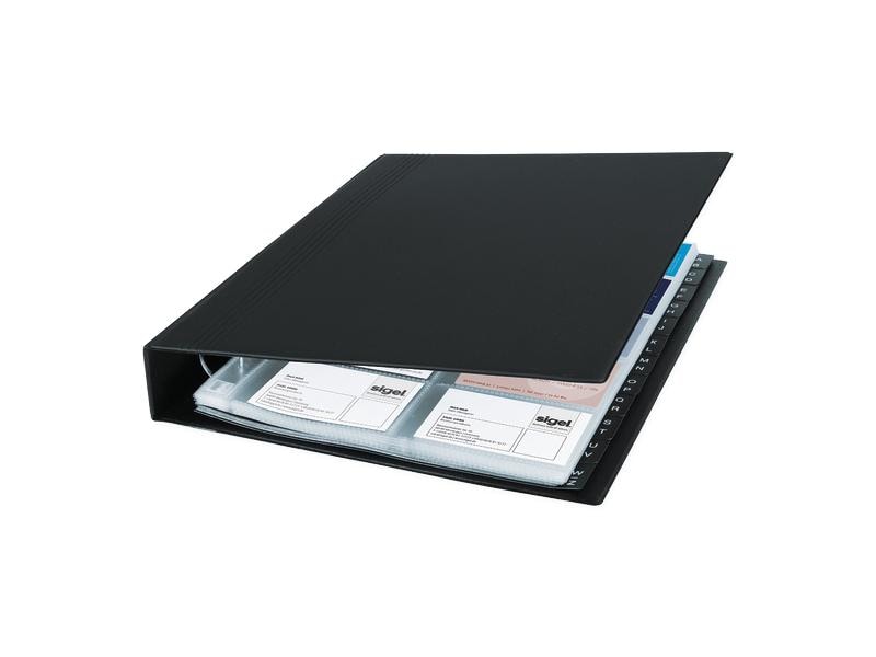 Sigel Classeur de cartes de visite , -dossiers 2 rangées, Noir