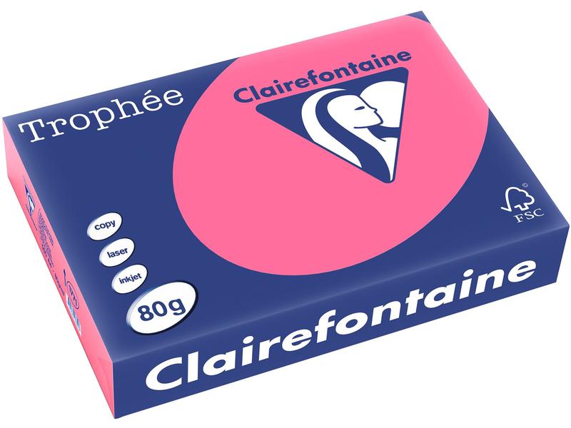 Clairefontaine Papier pour photocopie Trophée Colored Copy FSC A4, Fuchsia, 80 g/m²