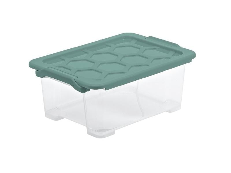 Rotho Boîte de rangement Evo Safe 11 l, Vert/Transparent