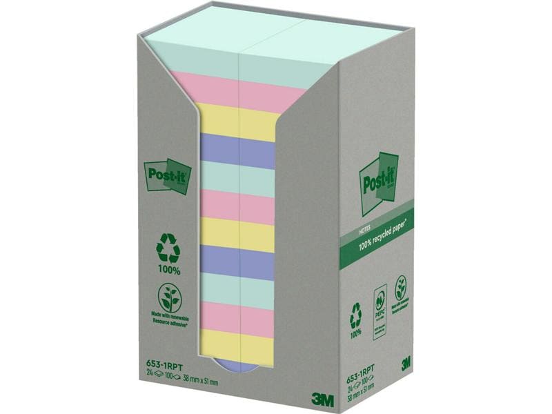 Post-it Fiche de bloc-notes Recycling Notes 5.1 x 3.8 cm, 24 blocs