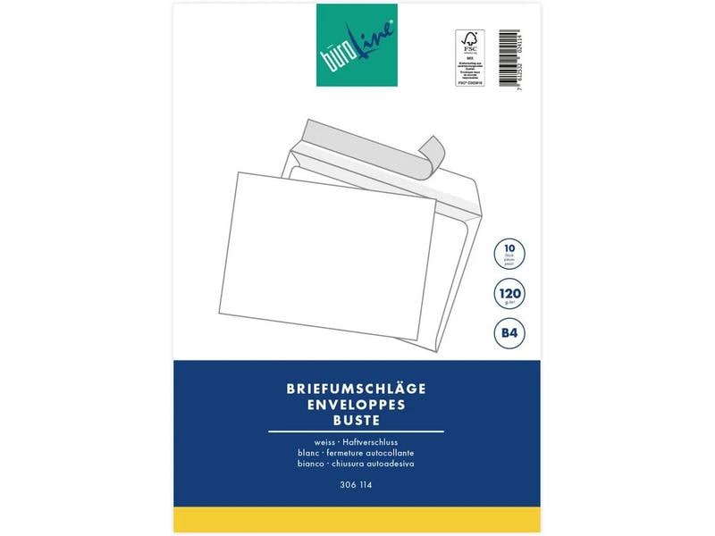 Büroline Enveloppe B4 Blister Blanc, 10 pièces