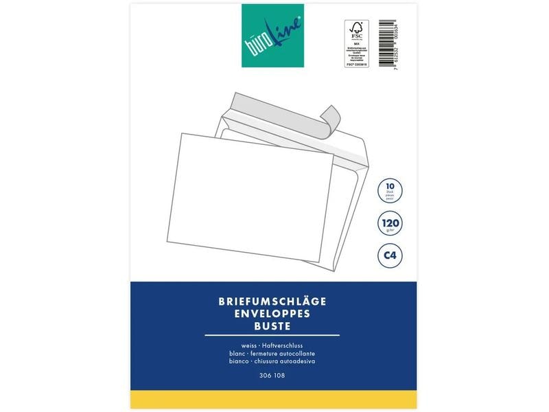 Büroline Enveloppe Blister C4 Blanc, 10 pièces