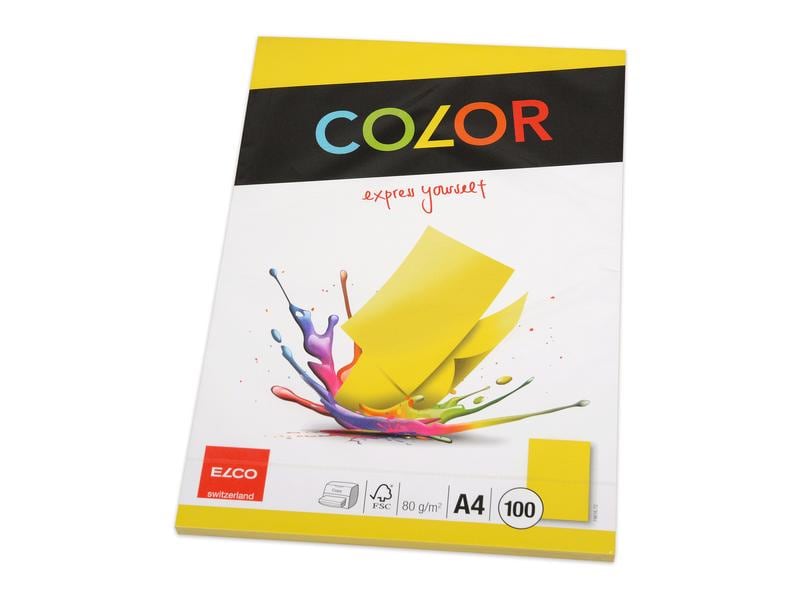 ELCO Papier pour photocopie Color A4, Jaune, 80 g/m²,100 Blatt