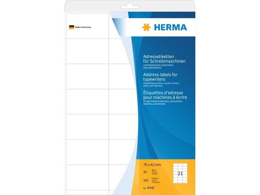 HERMA Étiquettes universelles 70 x 42.3 mm, 20 feuille
