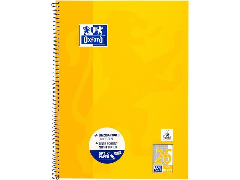 Oxford Cahier Bloc-notes collège A4+, quadrillé, jaune foncé