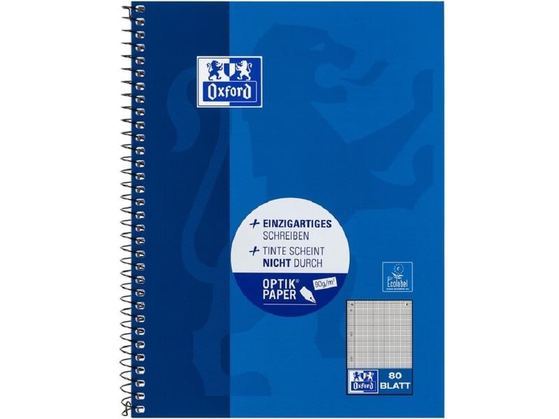 Oxford Cahier Bloc-notes collège A5+, quadrillé, bleu