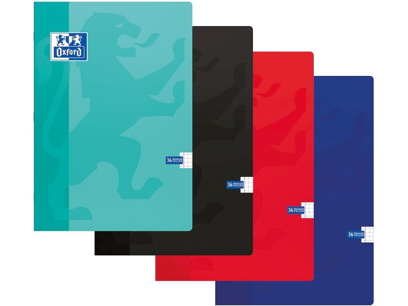 Oxford Cahier d'école A4, quadrillé, assorti