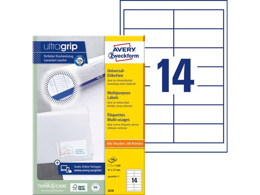 Avery Zweckform Étiquettes universelles 3678 97 x 37 mm, 30 feuille