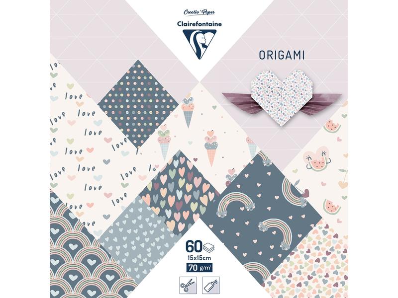 Clairefontaine Feuilles origami Origami Little Love 70 g/m², 60 feuilles