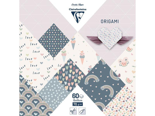 Clairefontaine Feuilles origami Origami Little Love 70 g/m², 60 feuilles