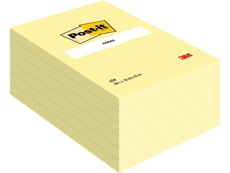 Post-it Fiche de bloc-notes Post-it 15.2 x 10.2 cm 6 blocs, Jaune