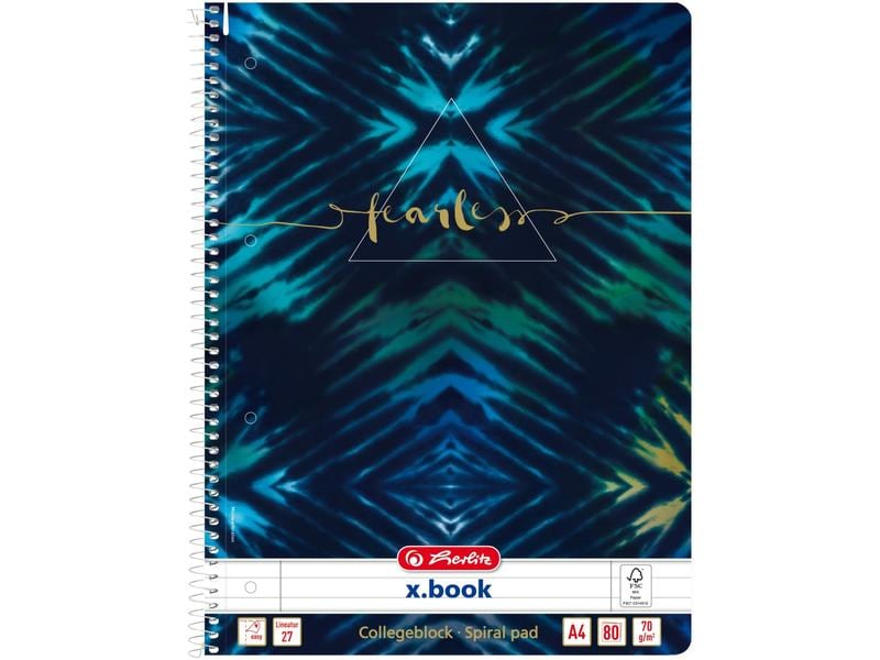 Herlitz Bloc-notes à spirale Nouveau Baltik Fearless Ligné, 80 feuilles, A4