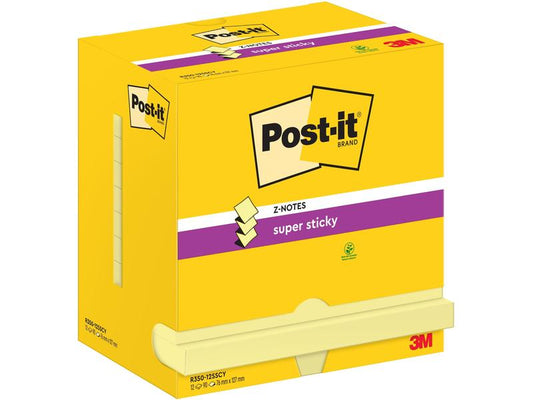 Post-it Fiche de bloc-notes Super Sticky Z-Notes 76 x 127 mm, jaune