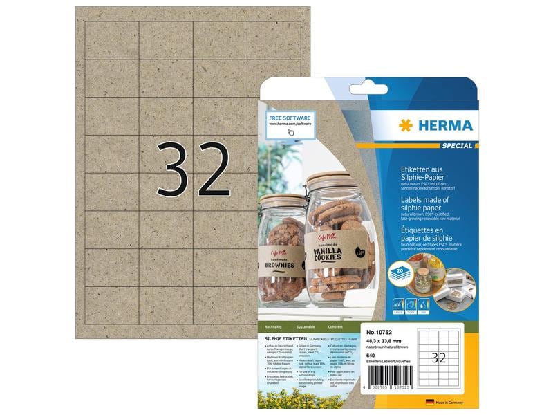 HERMA Étiquettes universelles 48.3 x 33.8 mm, 20 feuille, brun