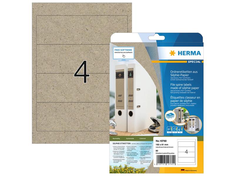 HERMA Étiquettes à classeur 192 x 61 mm, 20 feuille, brun