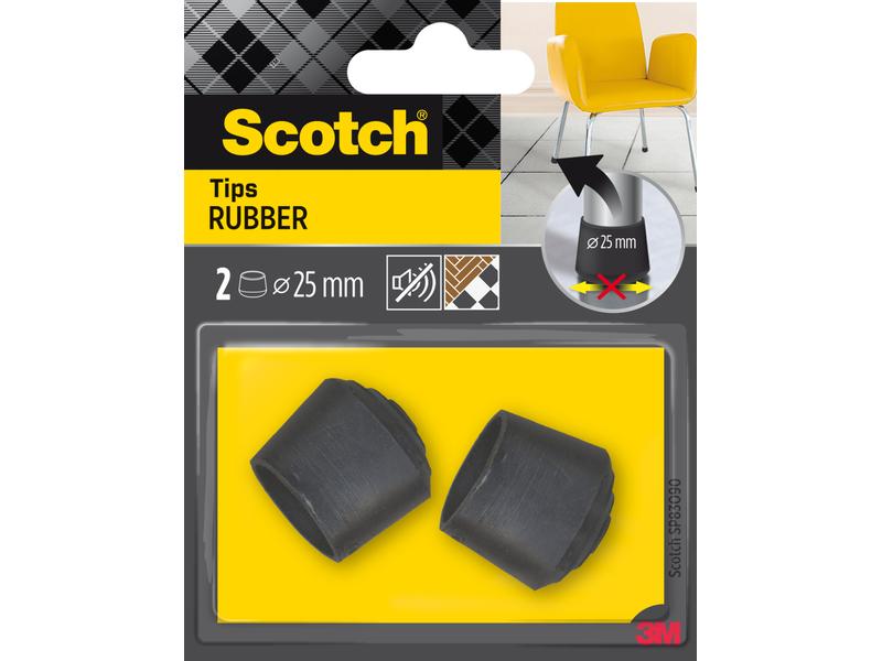 3M Echelle de pied de chaise Ø 25 mm, Noir, pack de 2