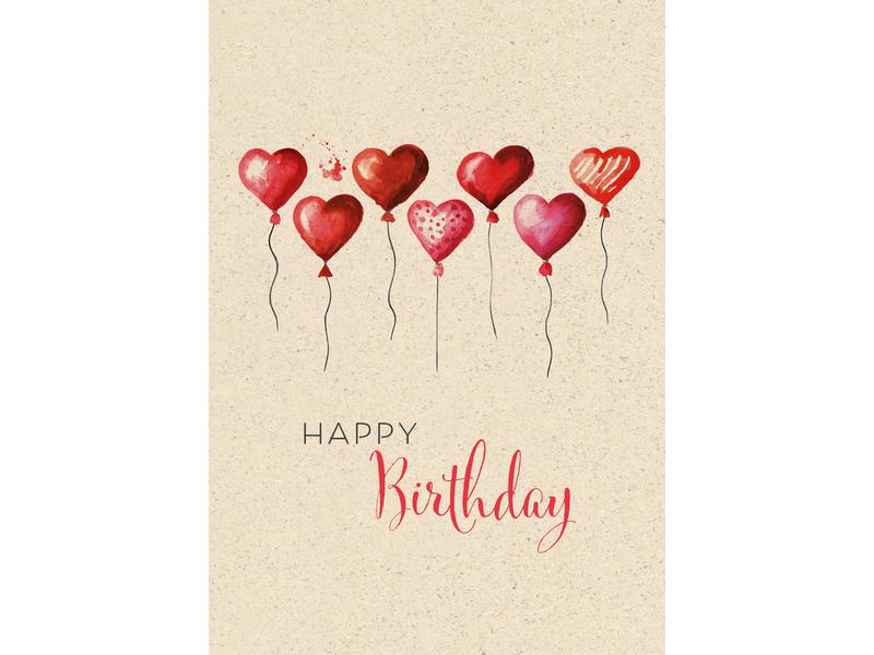 Natur Verlag Carte de félicitations Ballons en forme de cœur 17.5 x 12.2 cm