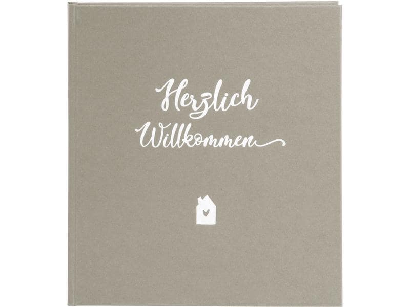 Goldbuch Livre d’or Herzlich Willkommen 23 x 25 cm, 176 pages, taupe