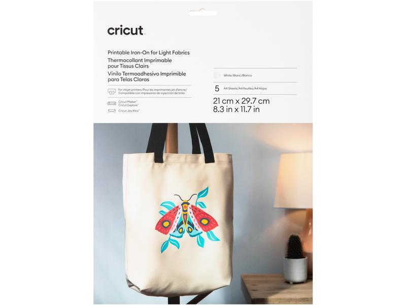 Cricut Film thermocollant Joy Xtra imprimable A4, 5 feuilles, blanc