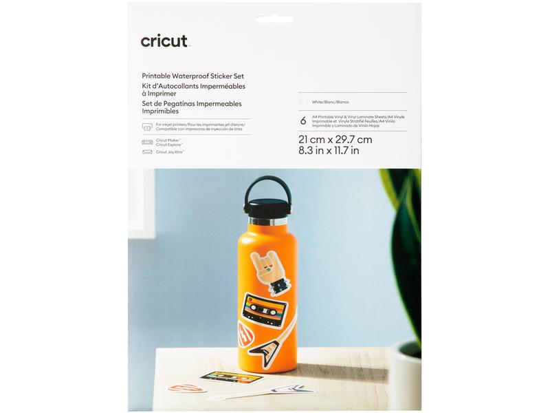 Cricut Papier autocollant Joy Xtra A4, 6 feuilles, Blanc