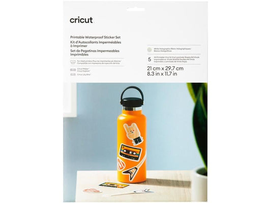 Cricut Papier autocollant Joy Xtra A4, 5 feuilles, blanc holo