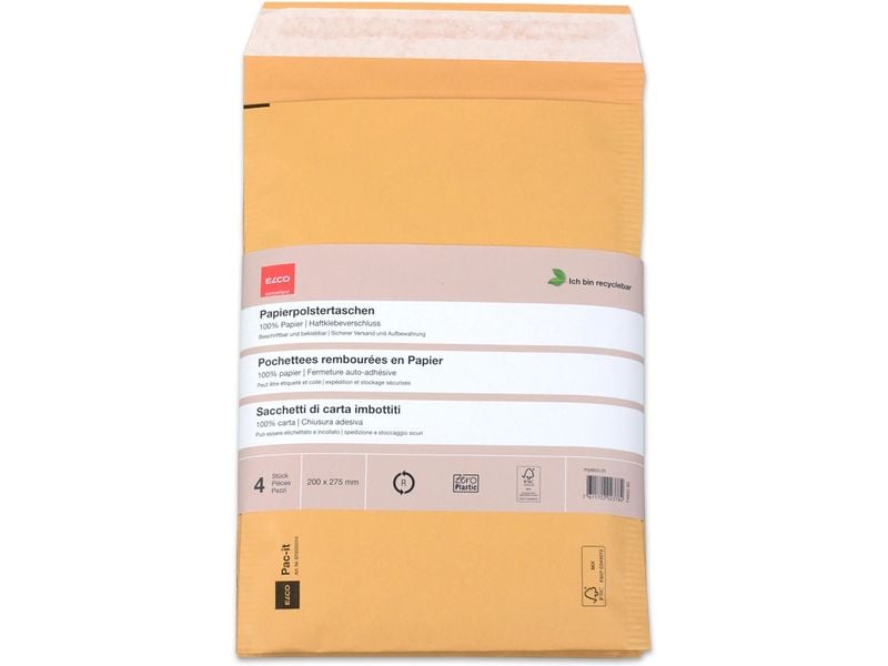 ELCO Enveloppe Zero Plastic 200 x 275 mm, 4 pièces